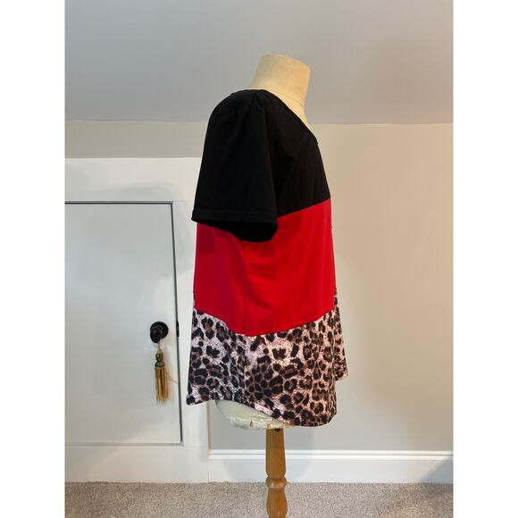 Red Black and Animal Print Tee Shirt 18W - Picture 4 of 5